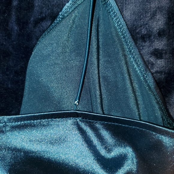 Peacock Blue Cami Draped Crossover Slip Dress - Picture 13 of 14